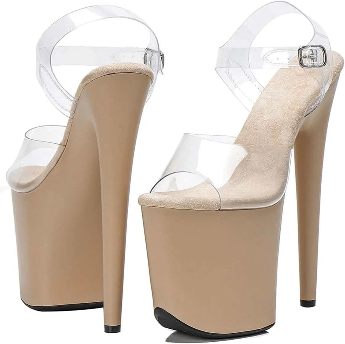 WUXIN H&P Women's 8 Inch Exotic Clear High Heel Sandal Platform Stiletto Pole Dance shoes