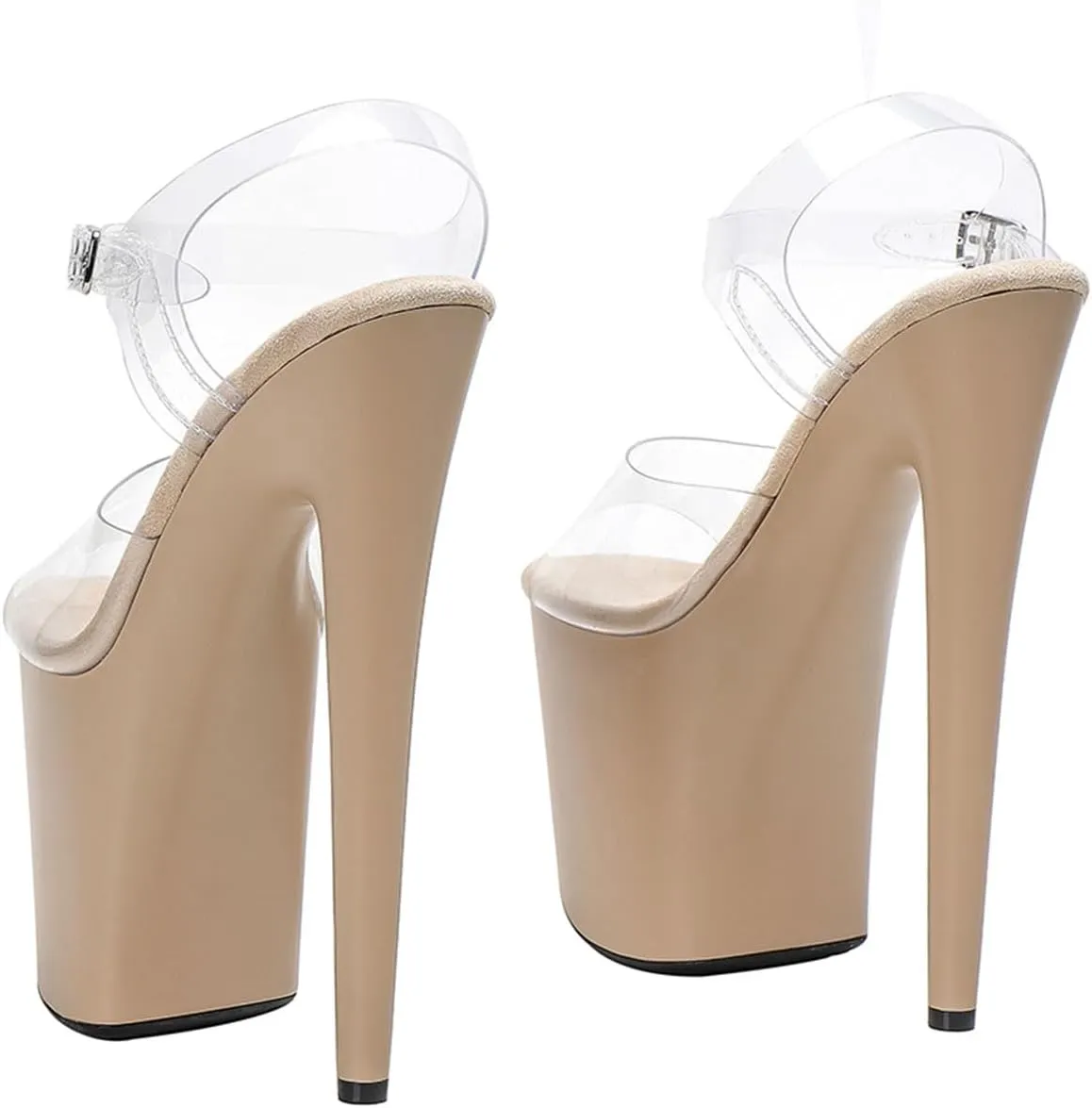 WUXIN H&P Women's 8 Inch Exotic Clear High Heel Sandal Platform Stiletto Pole Dance shoes