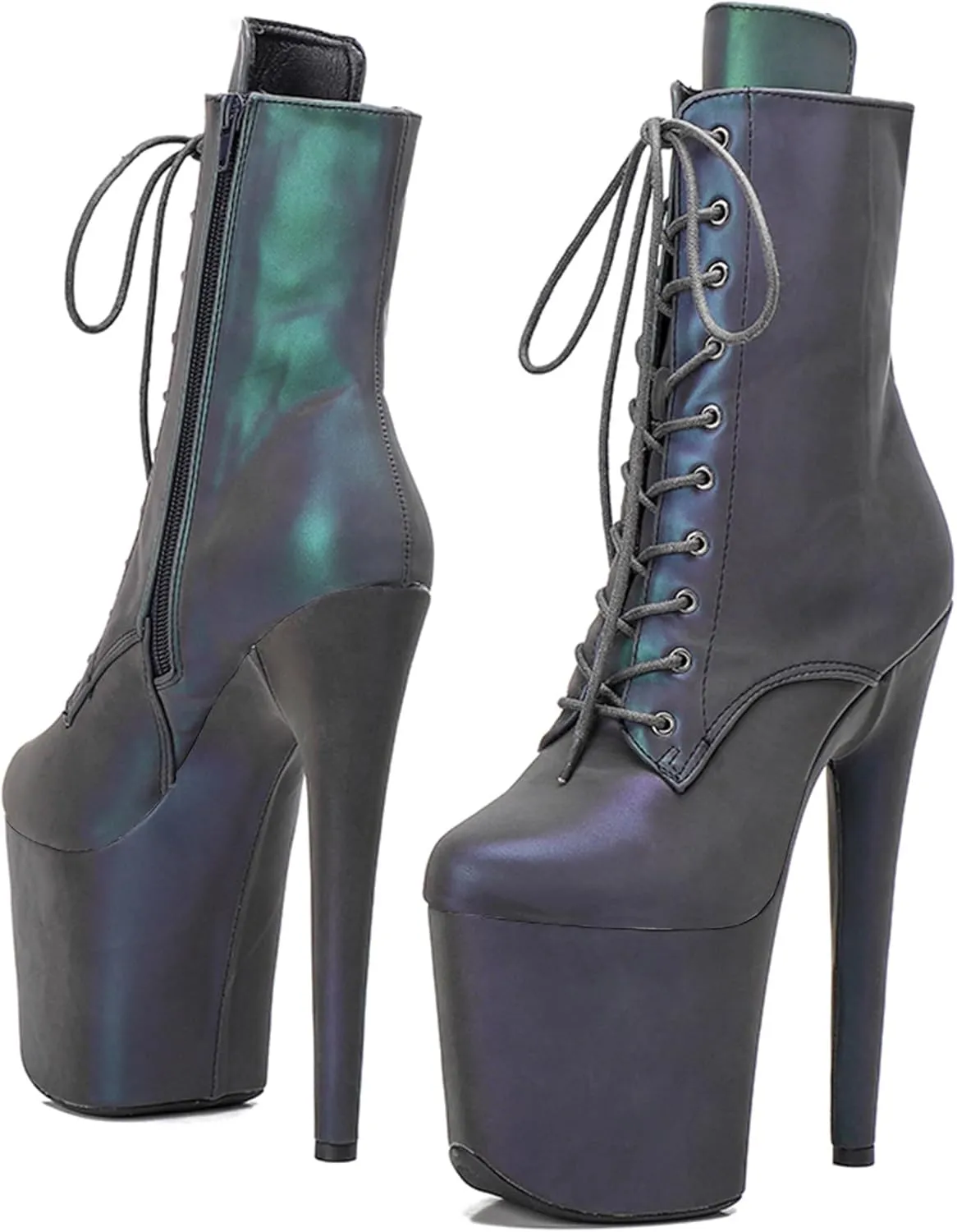 WUXIN H&P Women's 8 Inch Pole Dance Ankle Boots Shoes 20cm Platform Stiletto Exotic Heel