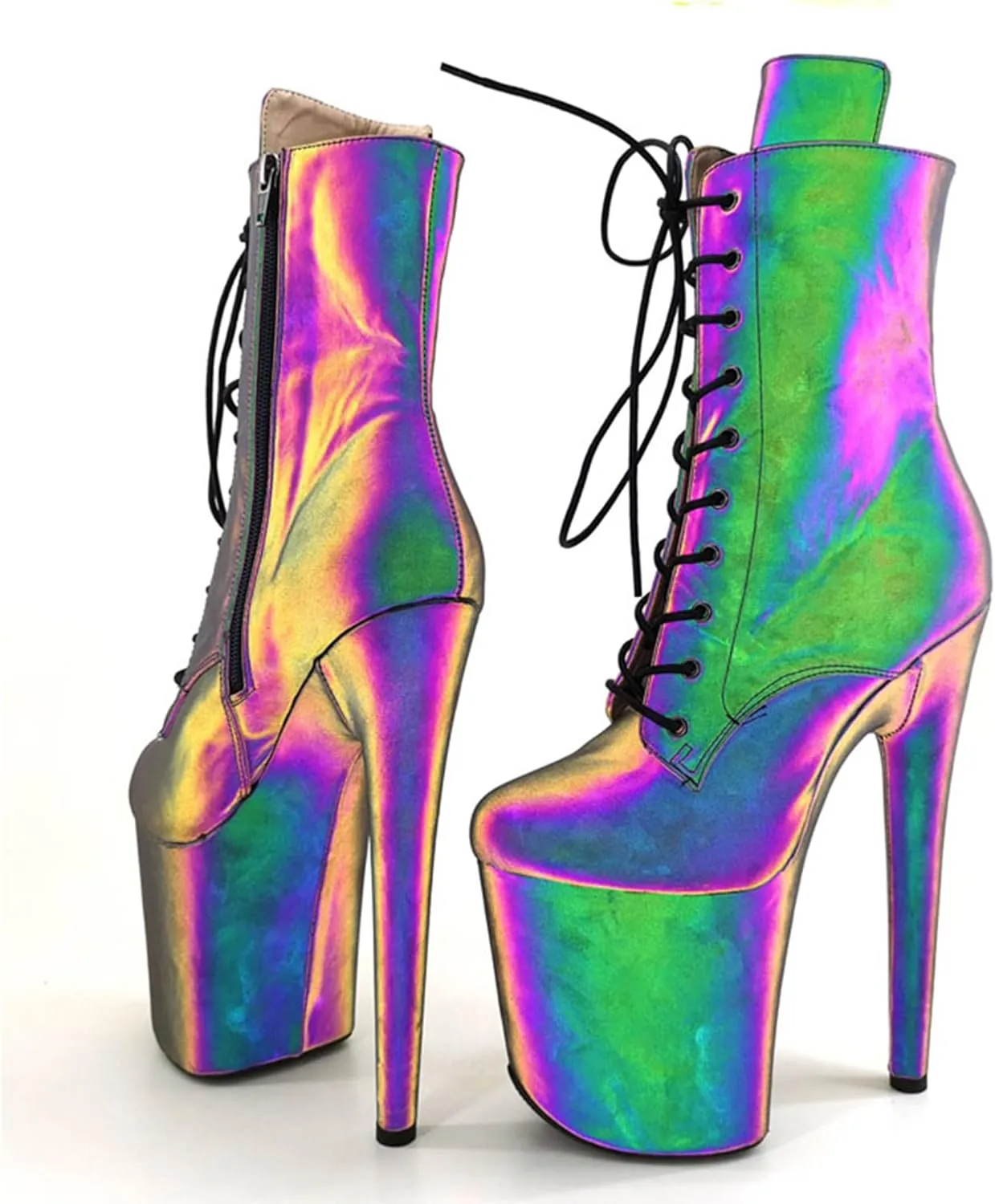 WUXIN H&P Women's 8 Inch Pole Dance Ankle Boots Shoes 20cm Platform Stiletto Exotic Heel