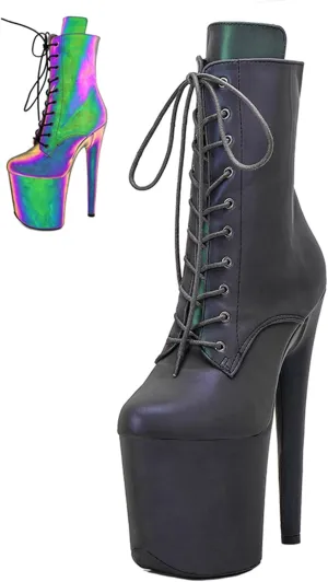 WUXIN H&P Women's 8 Inch Pole Dance Ankle Boots Shoes 20cm Platform Stiletto Exotic Heel