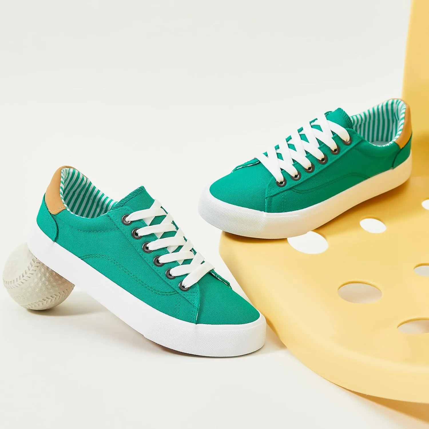 XRH Tennis Shoes Womens Low Top Casual Shoes for Women, Lace Up Canvas Sneakers Comfortable Shoes for Women Walking Shoes