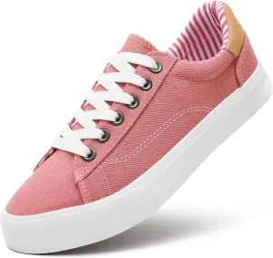 XRH Tennis Shoes Womens Low Top Casual Shoes for Women, Lace Up Canvas Sneakers Comfortable Shoes for Women Walking Shoes
