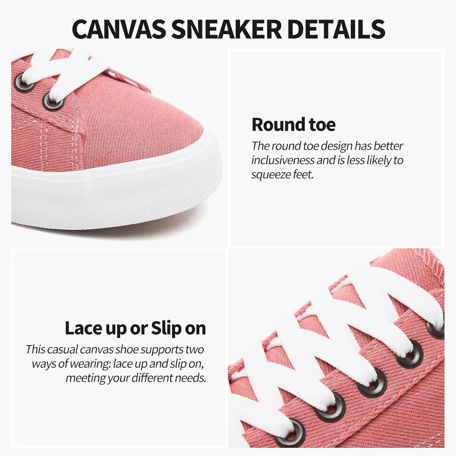 XRH Tennis Shoes Womens Low Top Casual Shoes for Women, Lace Up Canvas Sneakers Comfortable Shoes for Women Walking Shoes