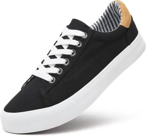 XRH Tennis Shoes Womens Low Top Casual Shoes for Women, Lace Up Canvas Sneakers Comfortable Shoes for Women Walking Shoes