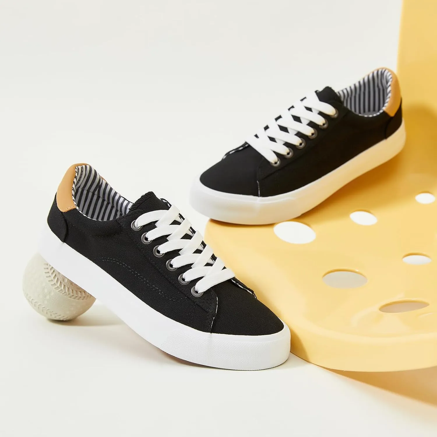 XRH Tennis Shoes Womens Low Top Casual Shoes for Women, Lace Up Canvas Sneakers Comfortable Shoes for Women Walking Shoes