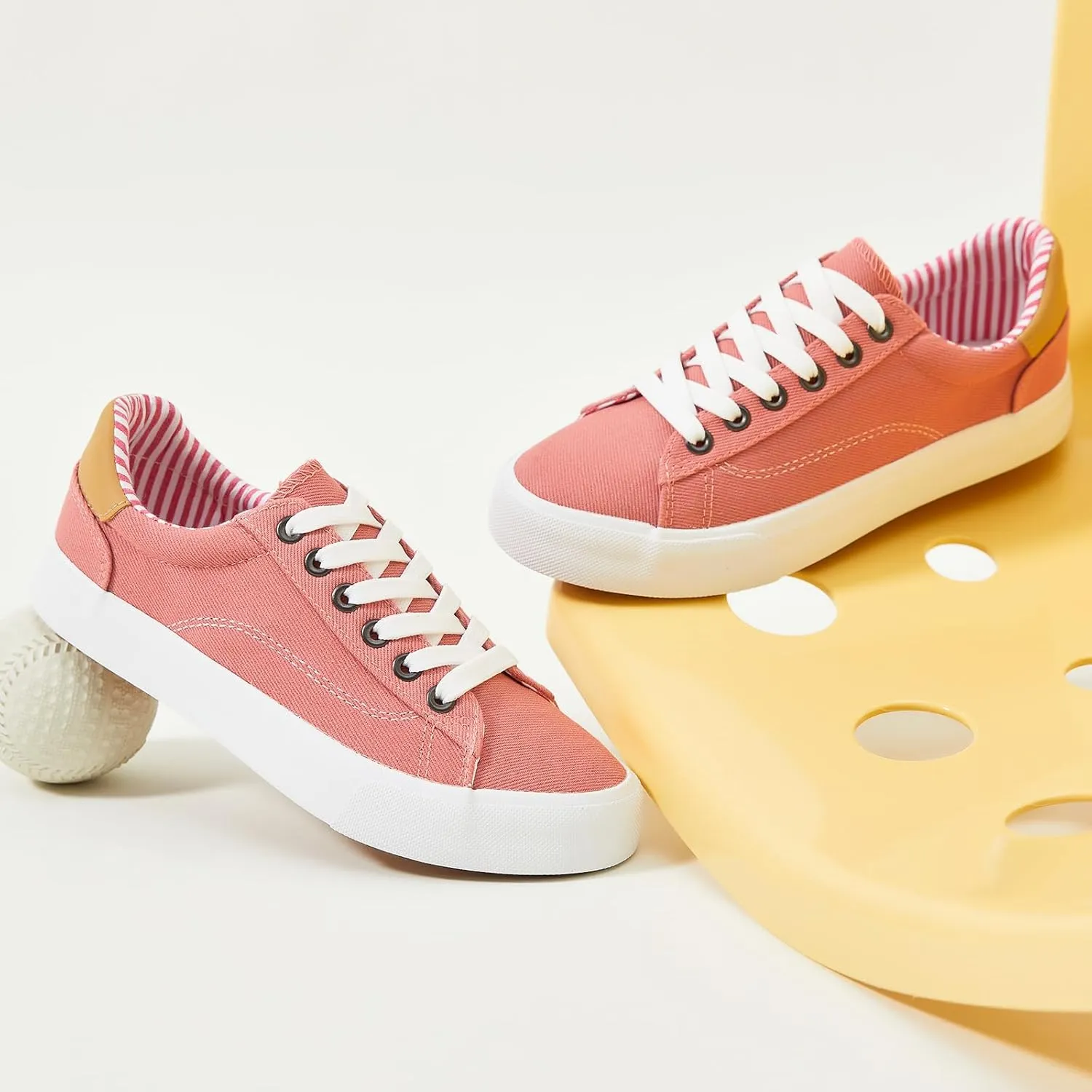 XRH Tennis Shoes Womens Low Top Casual Shoes for Women, Lace Up Canvas Sneakers Comfortable Shoes for Women Walking Shoes
