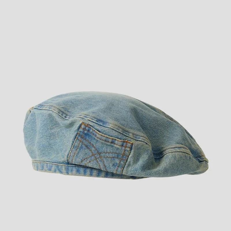 Y2k Hats Kpop Outfits for Women Painters Hat Denim Beret Women's Cap Hip-Hop Beanies Grunge Retro Girl Caps