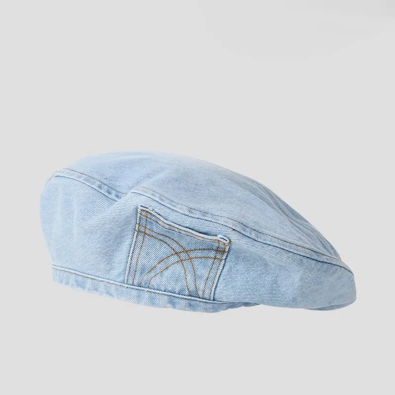 Y2k Hats Kpop Outfits for Women Painters Hat Denim Beret Women's Cap Hip-Hop Beanies Grunge Retro Girl Caps