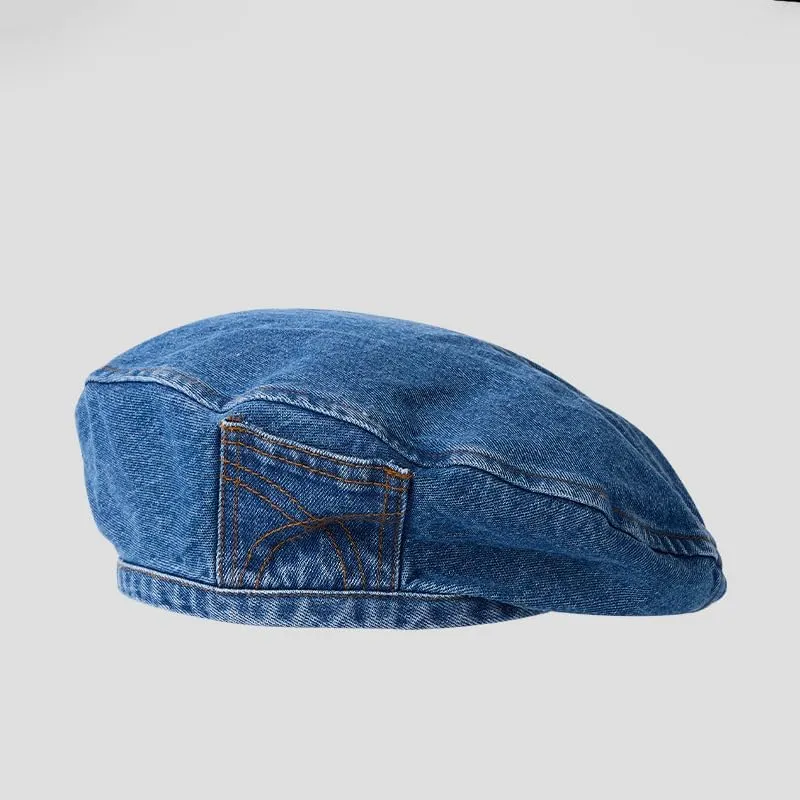 Y2k Hats Kpop Outfits for Women Painters Hat Denim Beret Women's Cap Hip-Hop Beanies Grunge Retro Girl Caps
