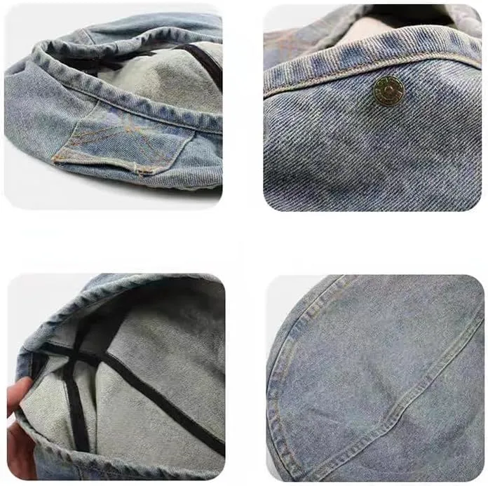 Y2k Hats Kpop Outfits for Women Painters Hat Denim Beret Women's Cap Hip-Hop Beanies Grunge Retro Girl Caps