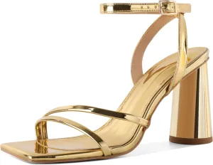 YODEKS Chunky Heels For Women Strappy High Heels 3.5" Heeled Sandals Open Toe Shoes US US Size 5-13