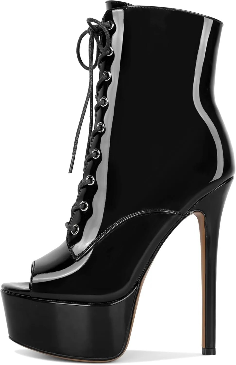 YODEKS Women Ankle Boots Platform Stiletto Heel Boots Peep Toe Booties Side Zipper 6'' Sexy Boots For Club Dance Size 6-12