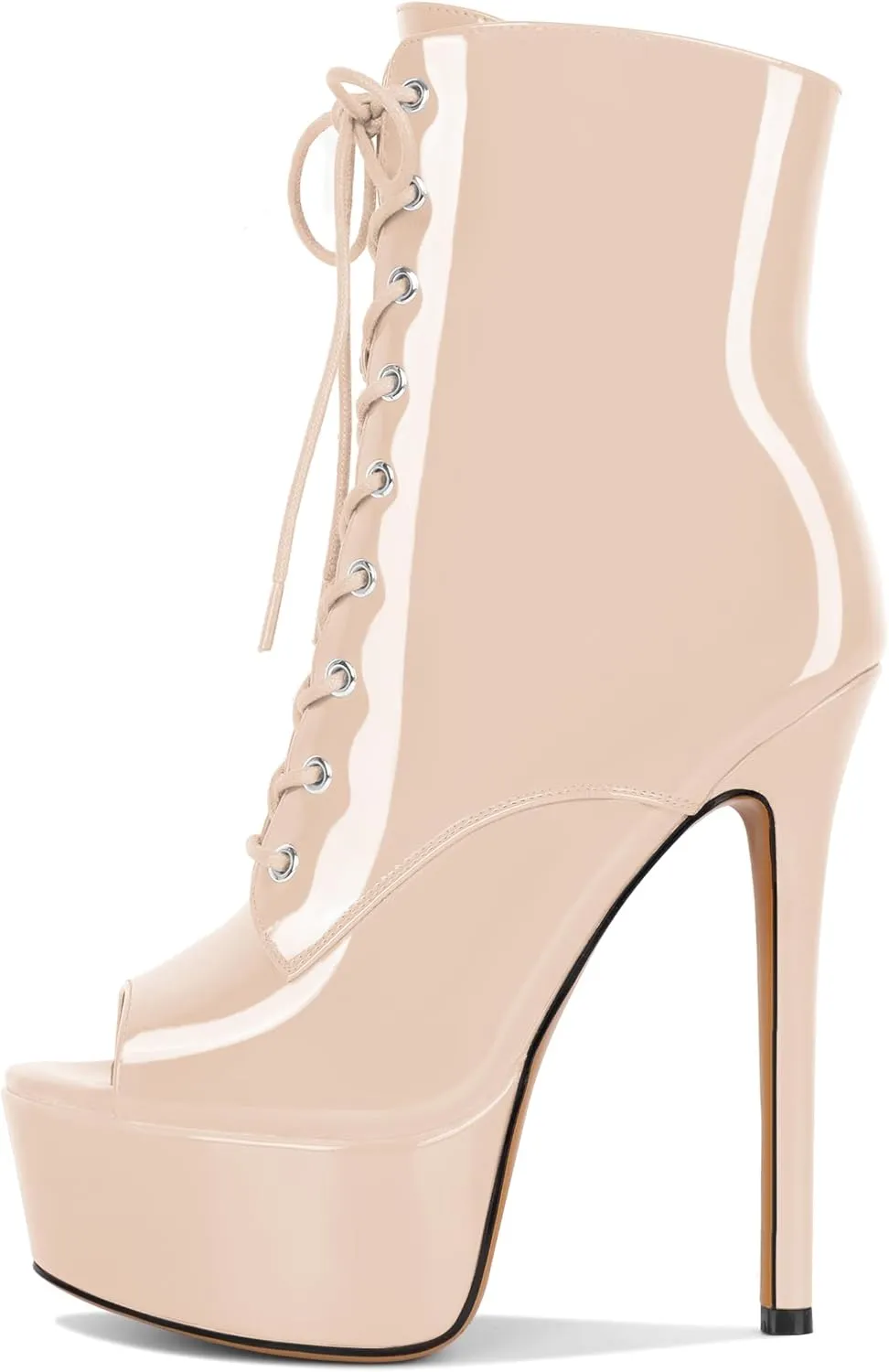 YODEKS Women Ankle Boots Platform Stiletto Heel Boots Peep Toe Booties Side Zipper 6'' Sexy Boots For Club Dance Size 6-12