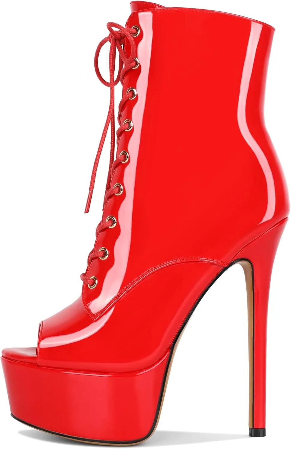 YODEKS Women Ankle Boots Platform Stiletto Heel Boots Peep Toe Booties Side Zipper 6'' Sexy Boots For Club Dance Size 6-12