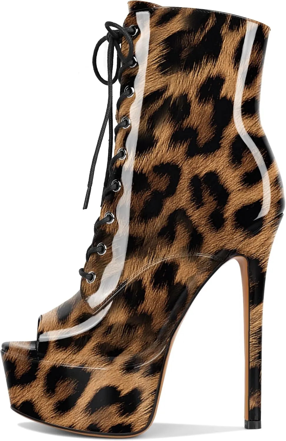 YODEKS Women Ankle Boots Platform Stiletto Heel Boots Peep Toe Booties Side Zipper 6'' Sexy Boots For Club Dance Size 6-12