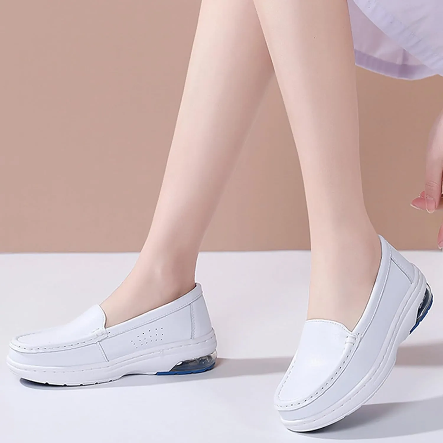 YTINGNICE Nurse Shoes,Air-Cushion Sole Slip Resistant Wedge Heel Soft Sole Nursing Shoes,Lightweight Arch Support Air Cushion Restaurant Work Shoes