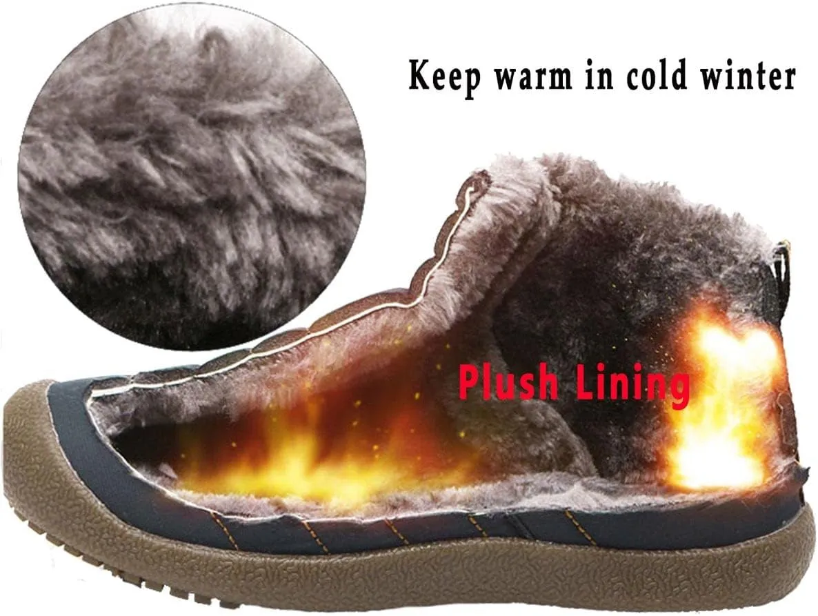YUKTOPA Winter Snow Boots Slip-on Water Resistant Booties Anti-Slip Lightweight Ankle Boots with Full Fur for Men Women …
