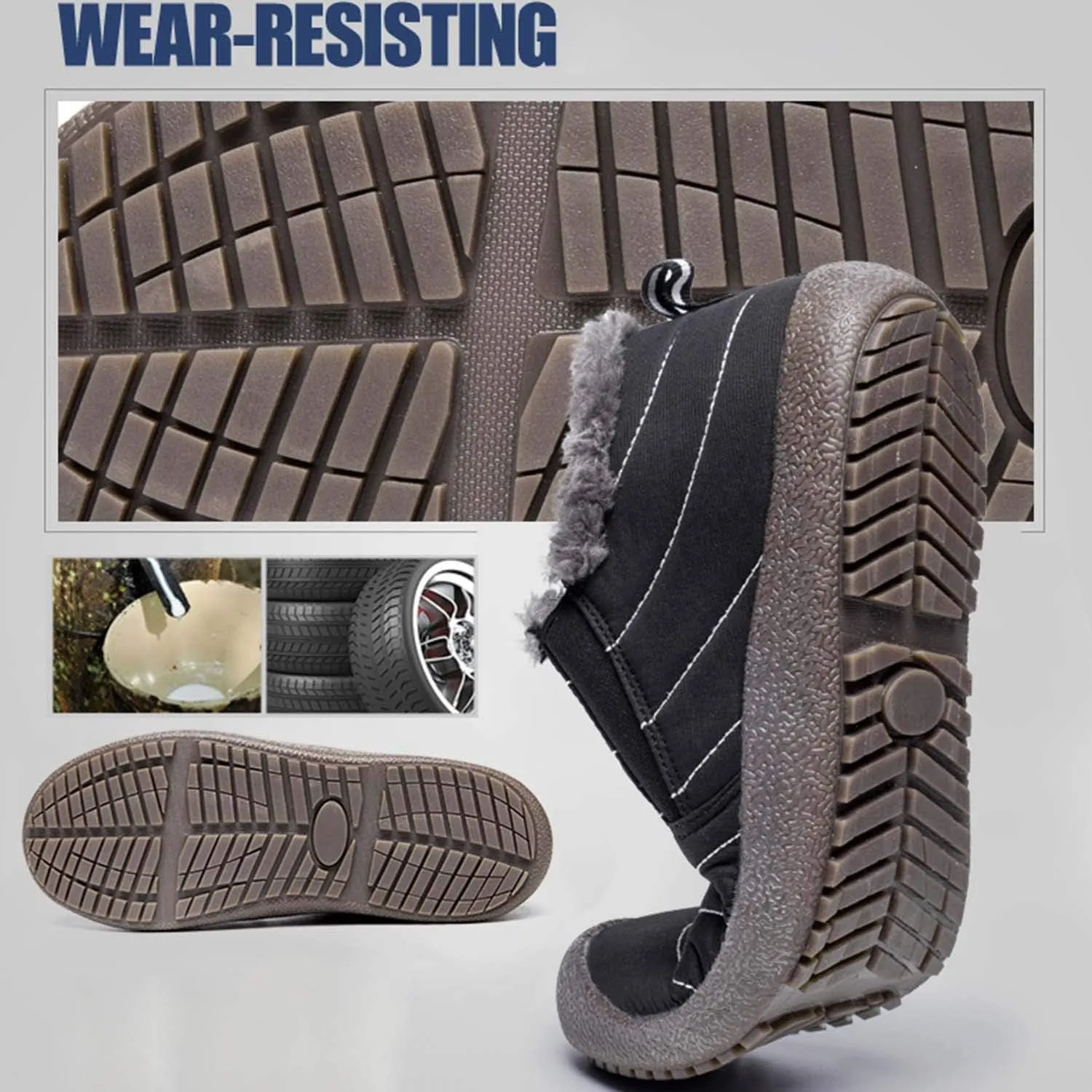 YUKTOPA Winter Snow Boots Slip-on Water Resistant Booties Anti-Slip Lightweight Ankle Boots with Full Fur for Men Women …