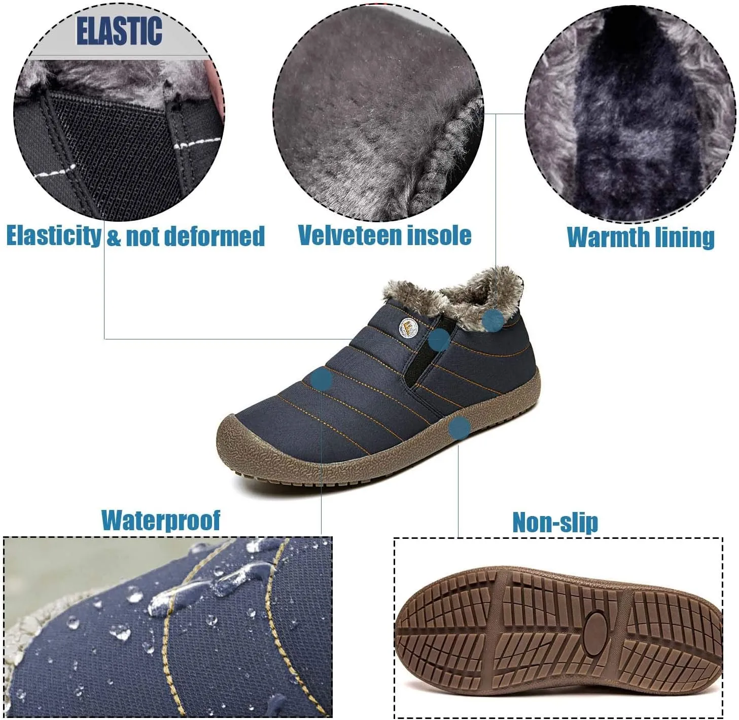 YUKTOPA Winter Snow Boots Slip-on Water Resistant Booties Anti-Slip Lightweight Ankle Boots with Full Fur for Men Women …