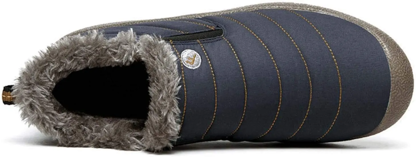 YUKTOPA Winter Snow Boots Slip-on Water Resistant Booties Anti-Slip Lightweight Ankle Boots with Full Fur for Men Women …