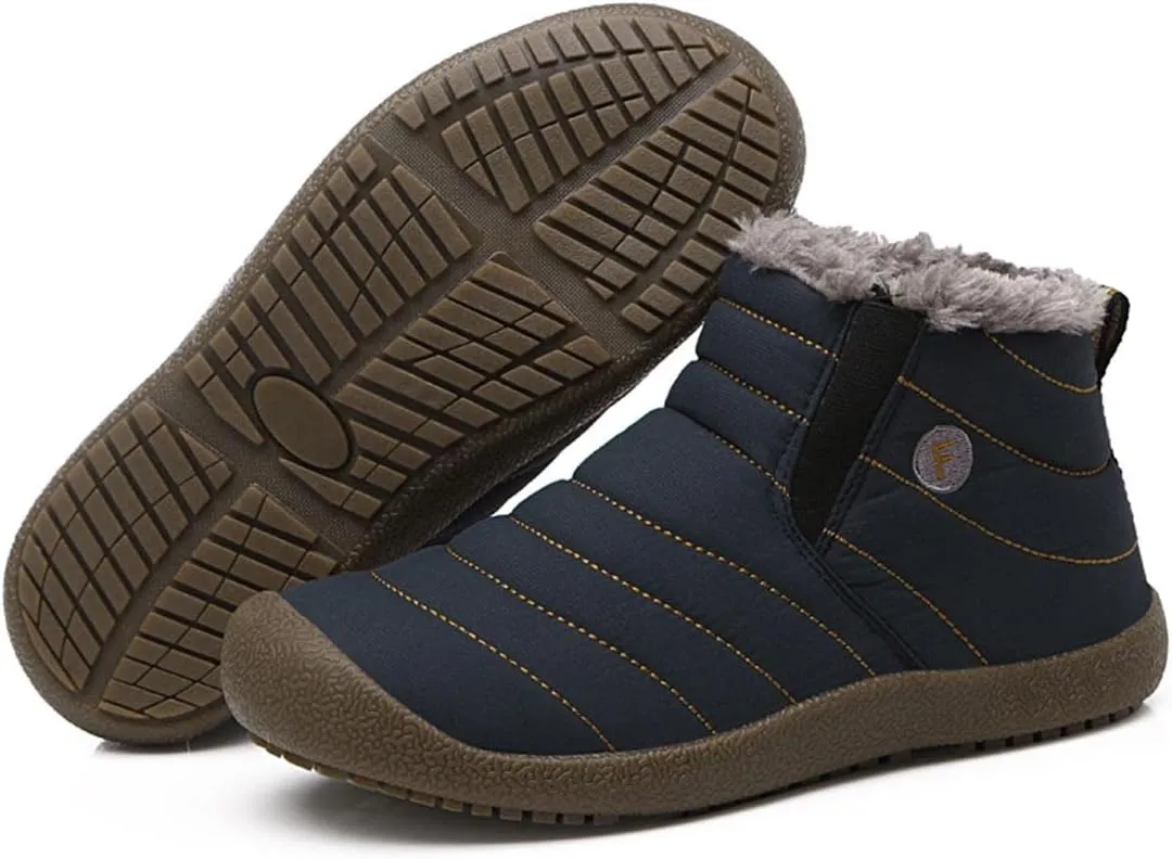 YUKTOPA Winter Snow Boots Slip-on Water Resistant Booties Anti-Slip Lightweight Ankle Boots with Full Fur for Men Women …
