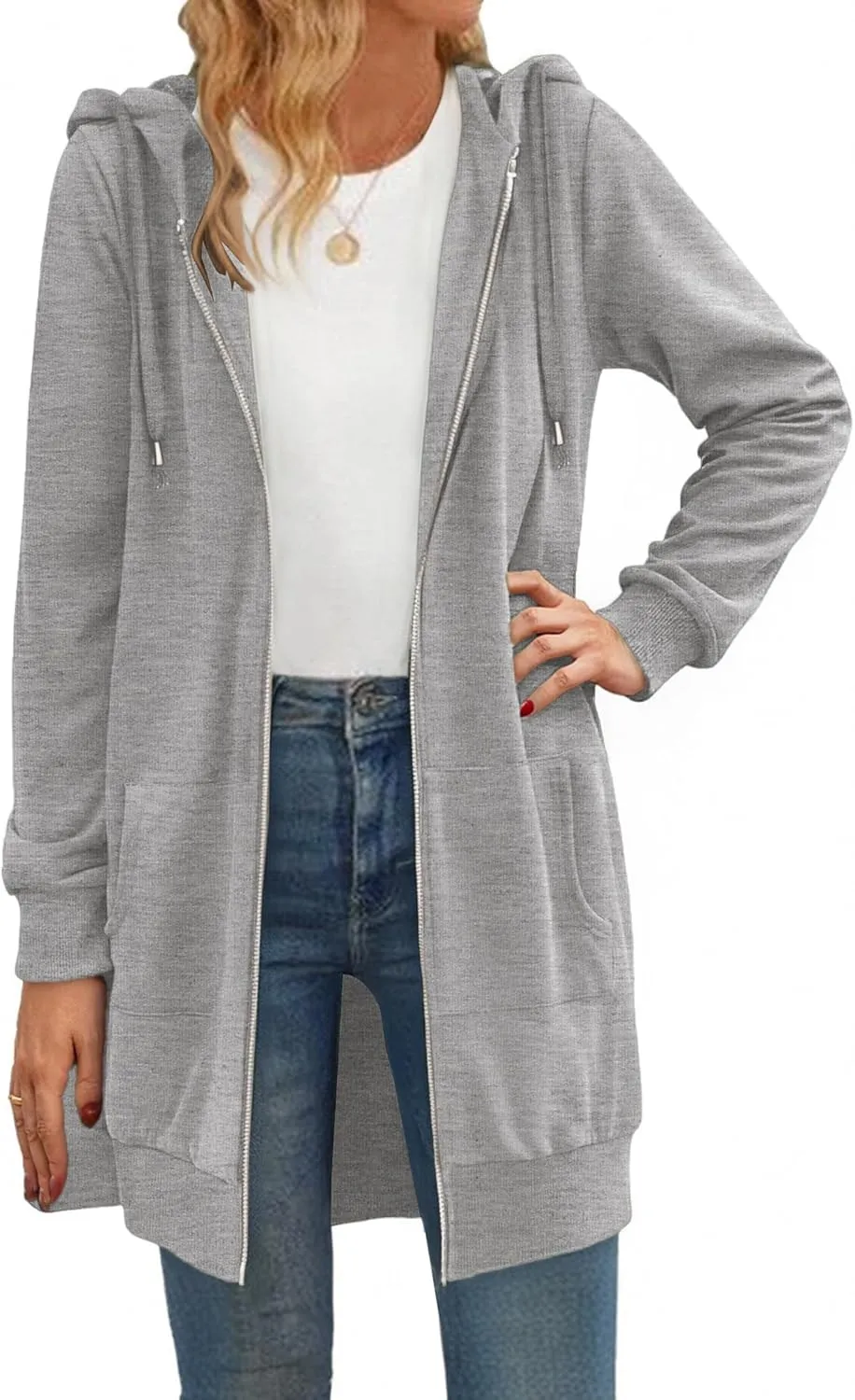 Zeagoo Zip Up Hoodies For Women Long Sleeve Oversized Sweatshirts Casual Lightweight Fleece Jackets With Pockets